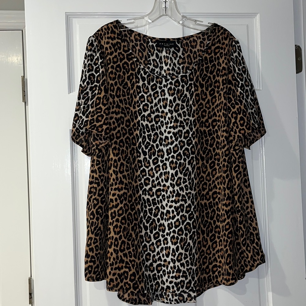 Vintage Leopard Print Short Sleeved Blouse Size 1x